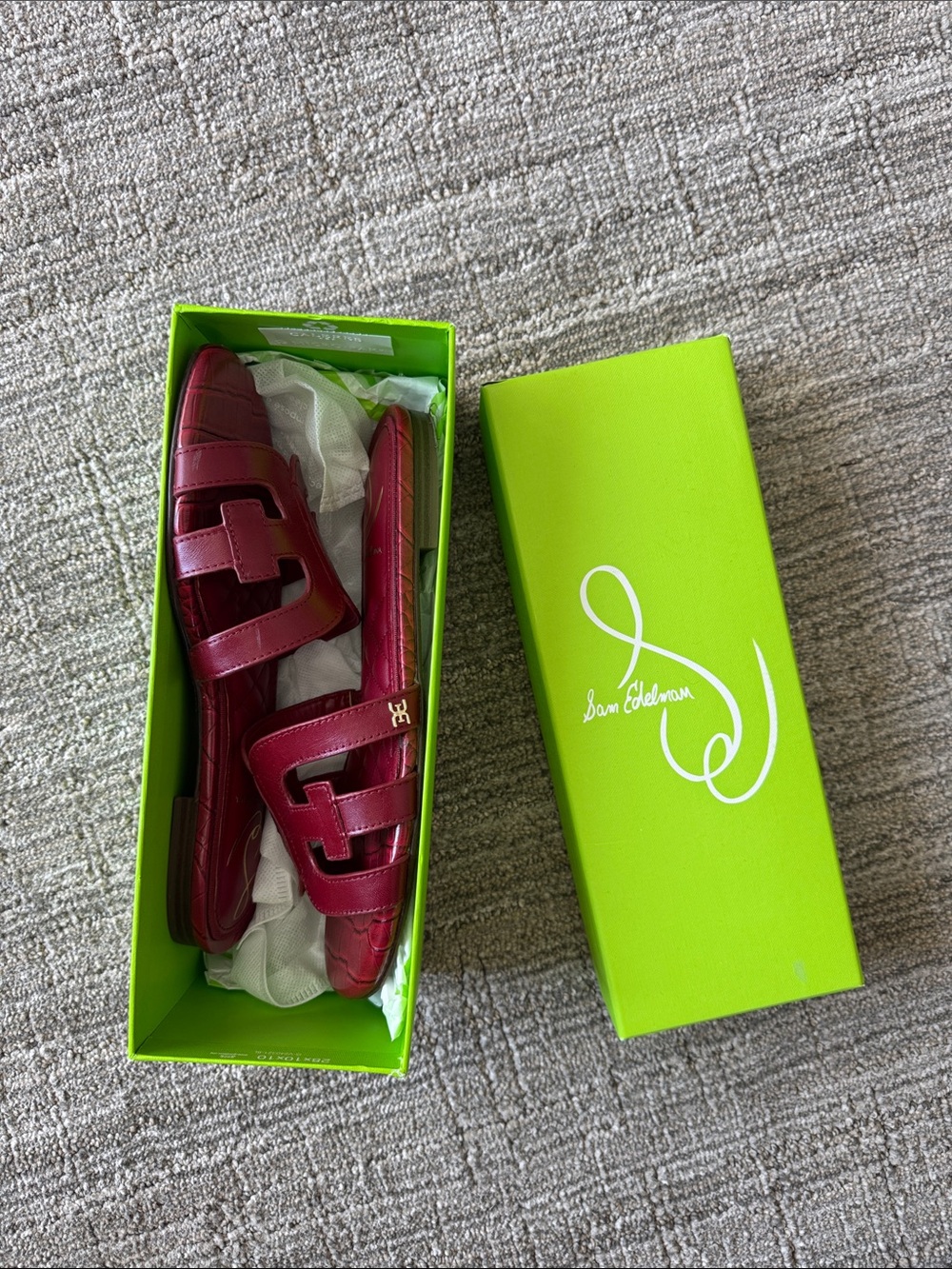 Sam Edelman Wine-Red Leather Cutout Slide Loafers